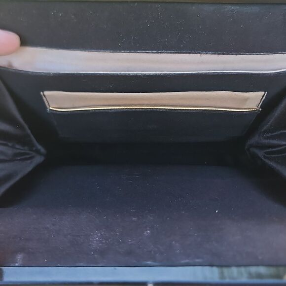 Vintage Black Structured Top Handle Handbag with Satin Interior - Picture 8 of 8